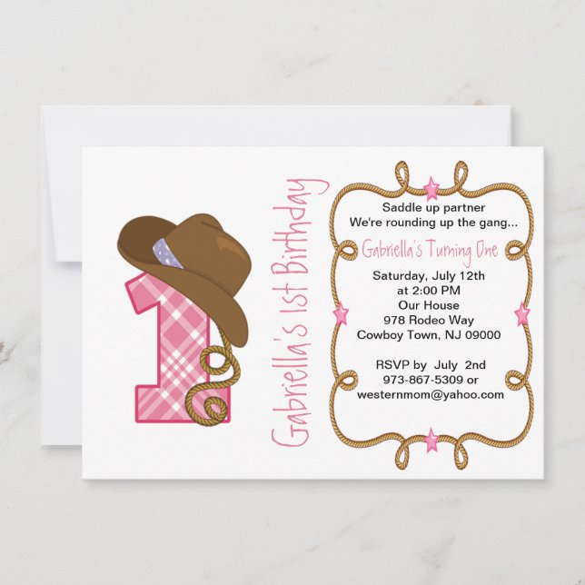 Invitación de cumpleaños de un Chica grande occide (Anverso)