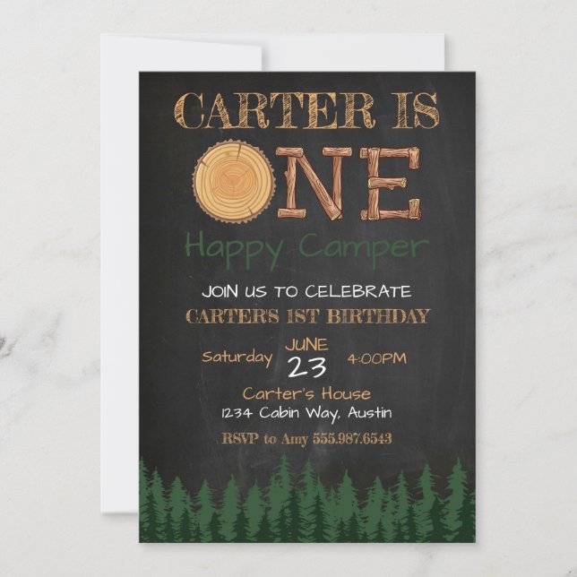 Invitación de cumpleaños de un chico de cartón fel (Anverso)