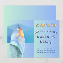 Invitación de cumpleaños de un divertido surf