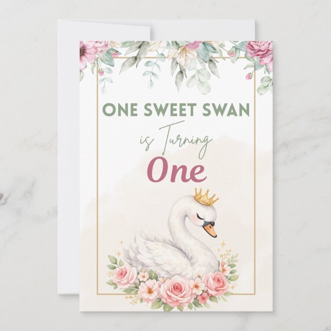 Invitación de cumpleaños de Un Dulce Cisne (Anverso)
