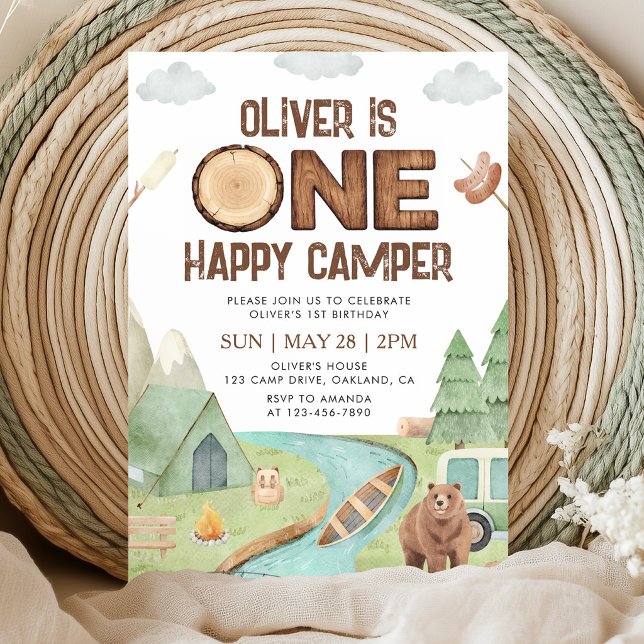 Invitación de cumpleaños de un feliz campista (Subido por el creador)