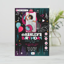 Invitación de cumpleaños de un Fiesta de danza mus