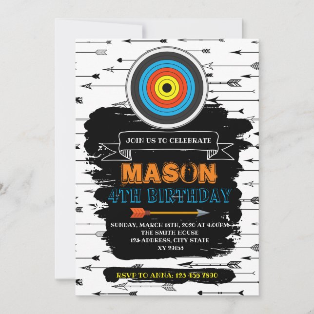 Invitación de cumpleaños de un fiesta de tiro con  (Anverso)