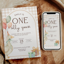 Invitación de cumpleaños de un ganso tonto neutral