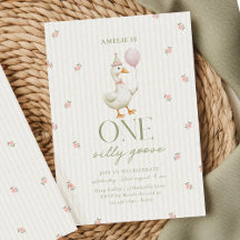 Invitación de cumpleaños de un ganso tonto rosa vi