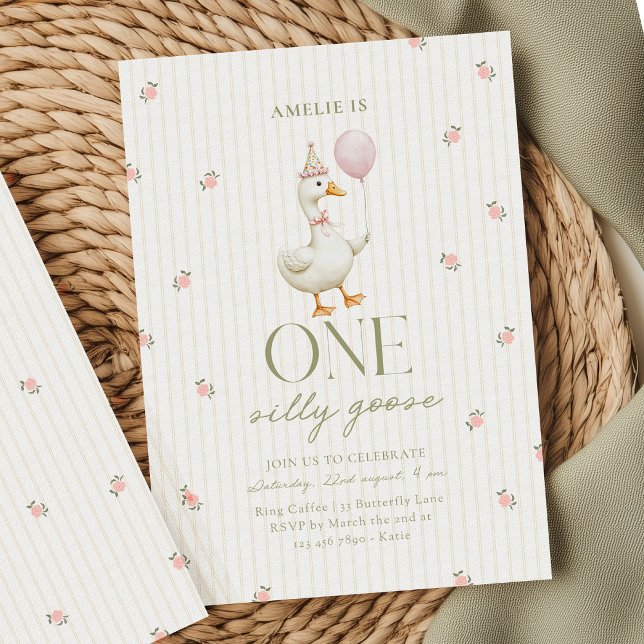 Invitación de cumpleaños de un ganso tonto rosa vi (Subido por el creador)