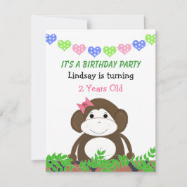 Invitación de cumpleaños de un mono pequeño