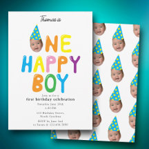 Invitación de cumpleaños de un niño feliz Cumpleañ