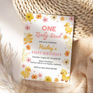 Invitación de cumpleaños de Un Pato Afortunado