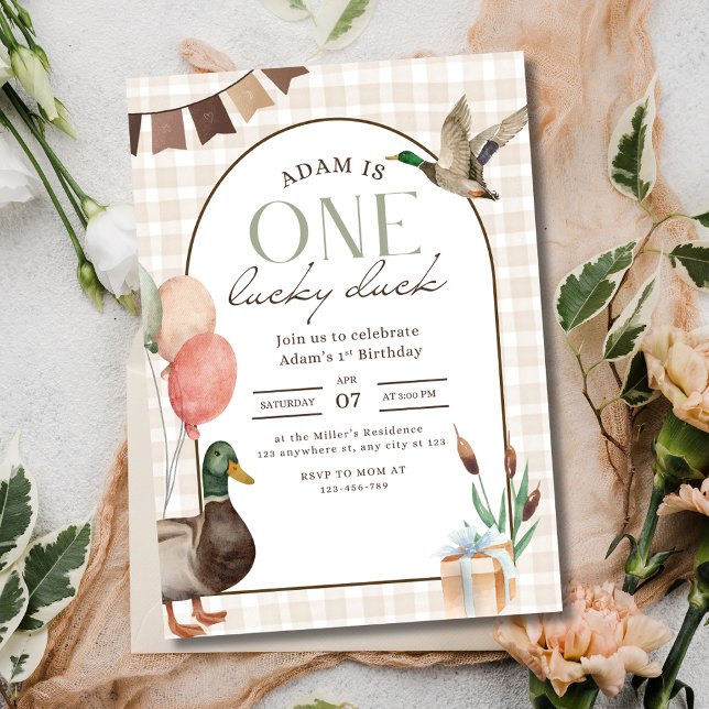 Invitación de cumpleaños de un pato afortunado, pr (Subido por el creador)