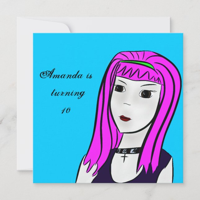 Invitación de cumpleaños de un Personalizado Chica (Anverso)