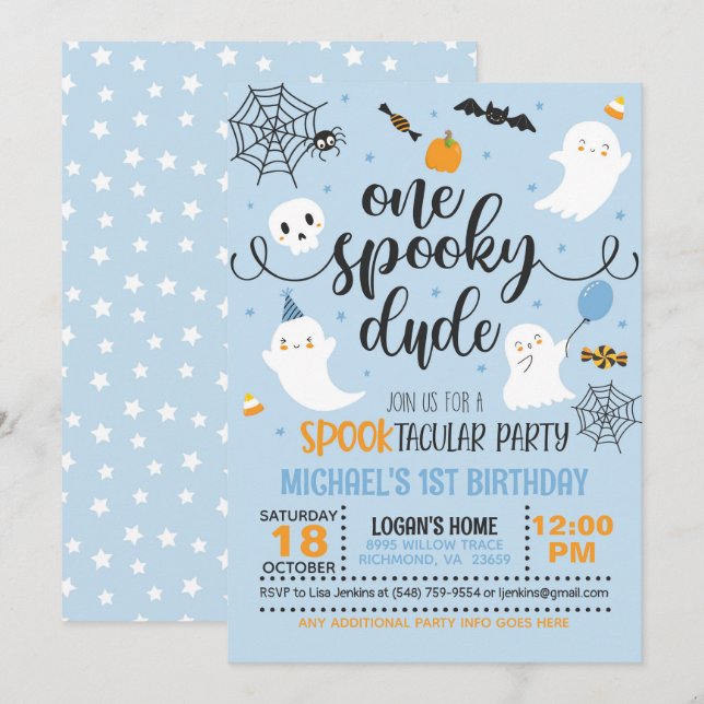Invitación de cumpleaños de un tipo fantasmal - ni (Anverso / Reverso)