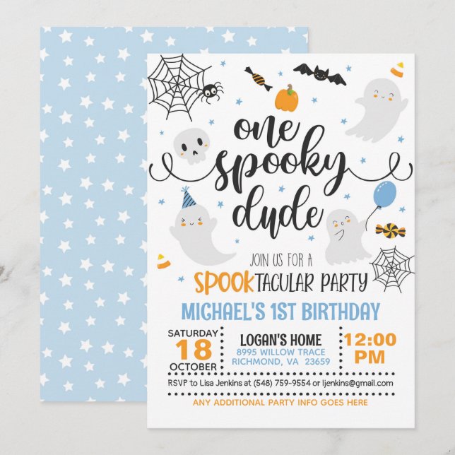 Invitación de cumpleaños de un tipo fantasmal - ni (Anverso / Reverso)
