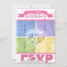 Invitación de cumpleaños de una bebé colorida