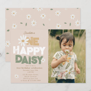 Invitación de cumpleaños de una feliz margarita 1e