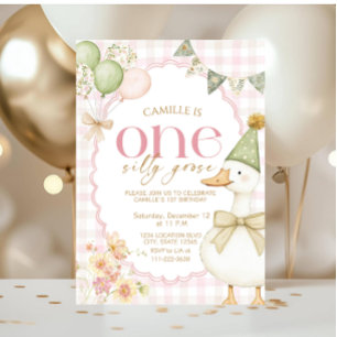 Invitación de cumpleaños de una niña con un ganso 