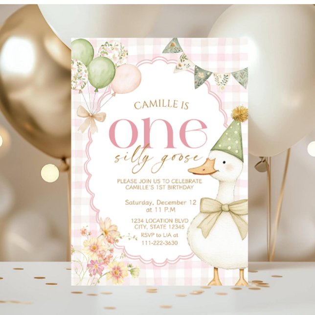 Invitación de cumpleaños de una niña con un ganso  (Subido por el creador)