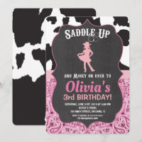 Invitación de cumpleaños de una niña de vaca huell