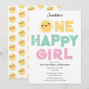 Invitación de cumpleaños de una niña feliz Cumplea