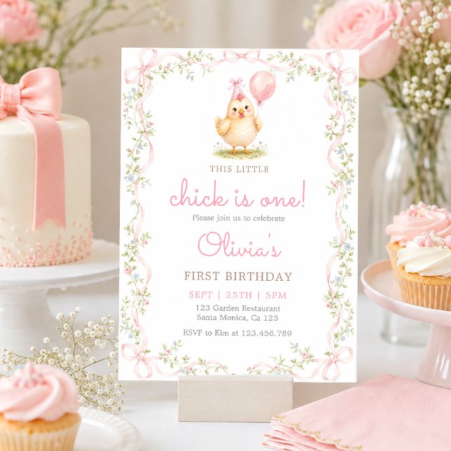 Invitación de cumpleaños de una pollita linda (Subido por el creador)
