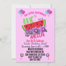 Invitación de cumpleaños de una sandía de melón de