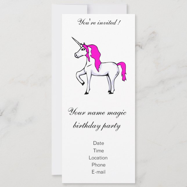 Invitación de cumpleaños de 'Unicorn' (Anverso)