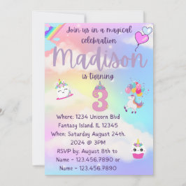 Invitación de cumpleaños de Unicorn