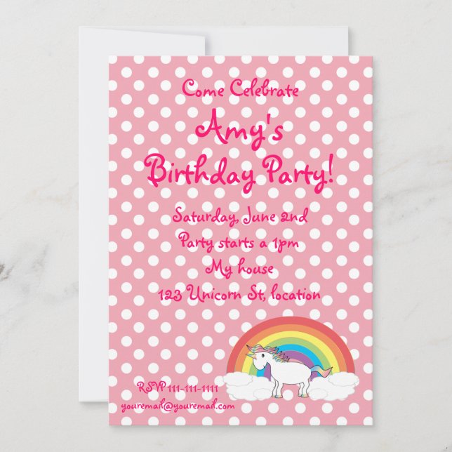 Invitación de cumpleaños de Unicorn (Anverso)