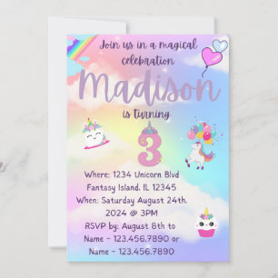 Invitación de cumpleaños de Unicorn