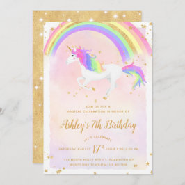 Invitación de cumpleaños de Unicorn | Arcoiris mág