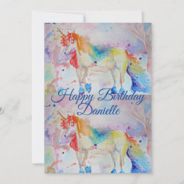Invitación de cumpleaños de Unicorn Art Watercolor