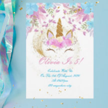 invitación de cumpleaños de unicorn chica