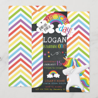 Invitación de cumpleaños de Unicorn Dab
