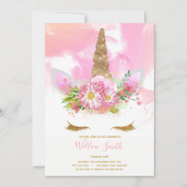 Invitación de cumpleaños de Unicorn Face