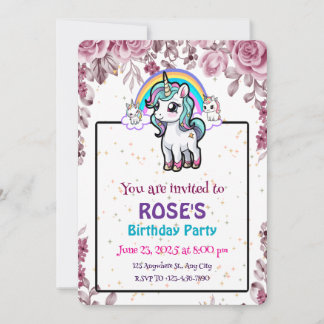 Invitación de cumpleaños de Unicorn | Fiesta mágic