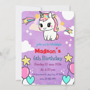 Invitación de cumpleaños de Unicorn Plantilla ed