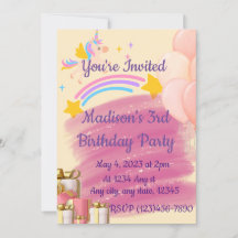 Invitación de cumpleaños de Unicornio