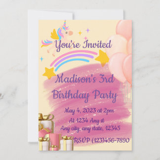 Invitación de cumpleaños de Unicornio
