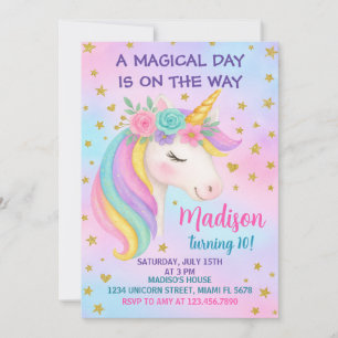 Invitación de cumpleaños de Unicornio