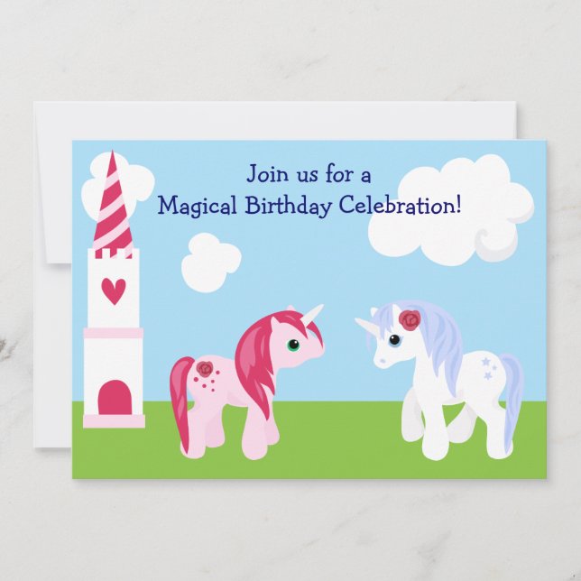 Invitación de cumpleaños de Unicornio (Anverso)
