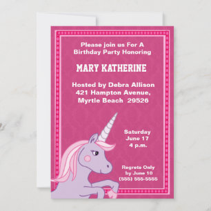 Invitación de cumpleaños de Unicornio