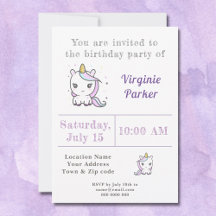Invitación de cumpleaños de Unicornio