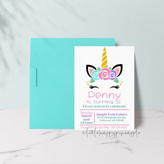 Invitación de cumpleaños de Unicornio (Subido por el creador)