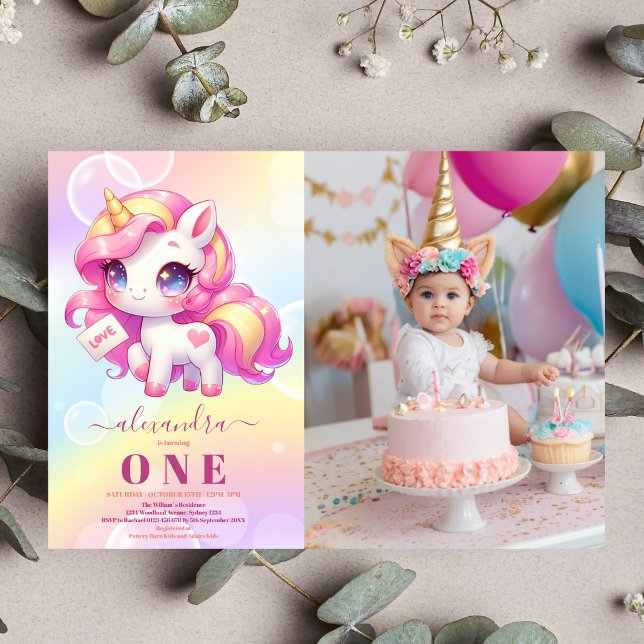 Invitación de cumpleaños de Unicornio (Subido por el creador)
