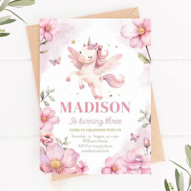 Invitación de cumpleaños de Unicornio (Subido por el creador)