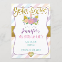 Invitación de cumpleaños de Unicornio