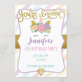 Invitación de cumpleaños de Unicornio