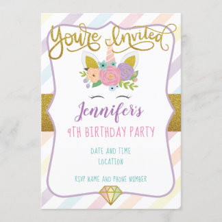 Invitación de cumpleaños de Unicornio
