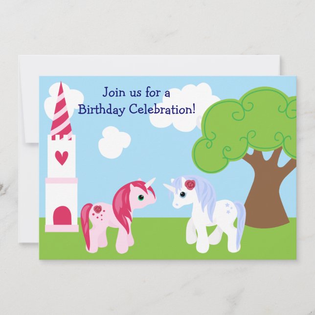 Invitación de cumpleaños de Unicornio (Anverso)