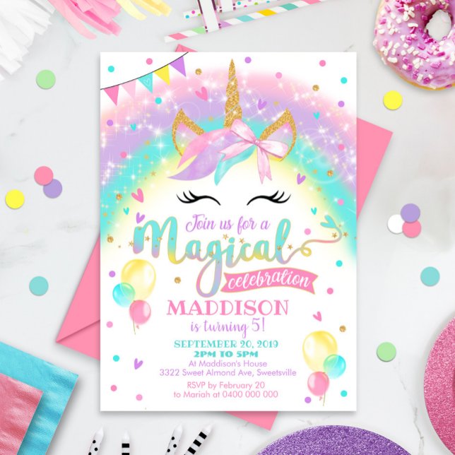 Invitación de cumpleaños de Unicornio a Fiesta de  (Subido por el creador)